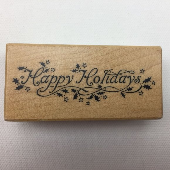 Happy Holidays 2001 PSX Rubber Stamp E079 Stars Card Making Craft Scrapbooking - Picture 1 of 6